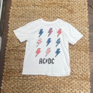 AC/DC Kids White Tee with Colorful Lightning Bolts